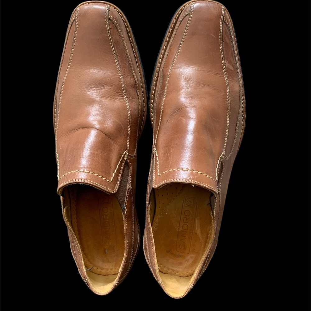 Sandro Brown Leather Slip-On Loafers Pre-loved Shors.